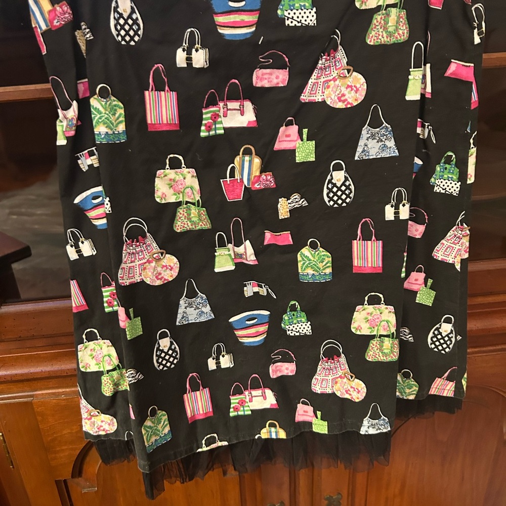 Black Skirt with Colorful Bag Print- Southern Style!